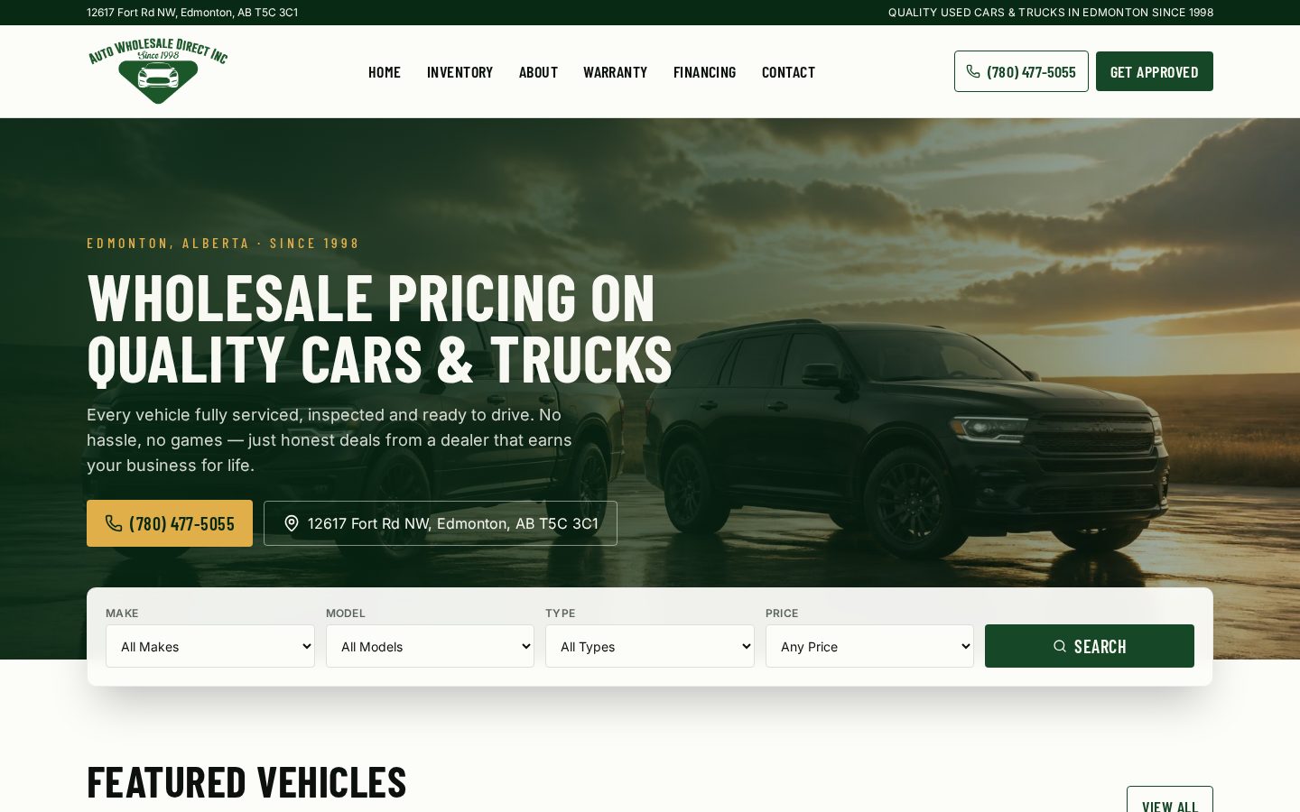 Auto Wholesale Direct website designed by My Business Local